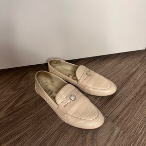 Circus by Sam Edelman Cream Croc-Embossed Loafers